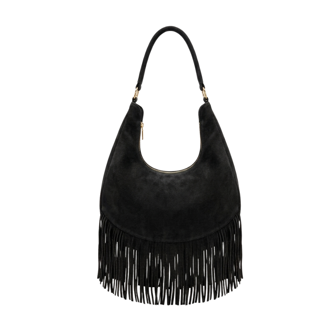 Zaza Bag es Confeccionada artesanalmente en León, Guanajuato, 100% piel con textura de gamuza y un diseño de flecos que aporta dinamismo y elegancia bohemia. Su diseño espacioso incluye compartimentos internos para un orden impecable y una correa perfecta para llevar al hombro con total comodidad.

Especificaciones del producto:

Material exterior: 100% piel vacuna (acabado en gamuza)

Detalles: Flecos frontales de piel y herrajes metálicos

Interior: Amplio compartimento principal con bolsillos internos de